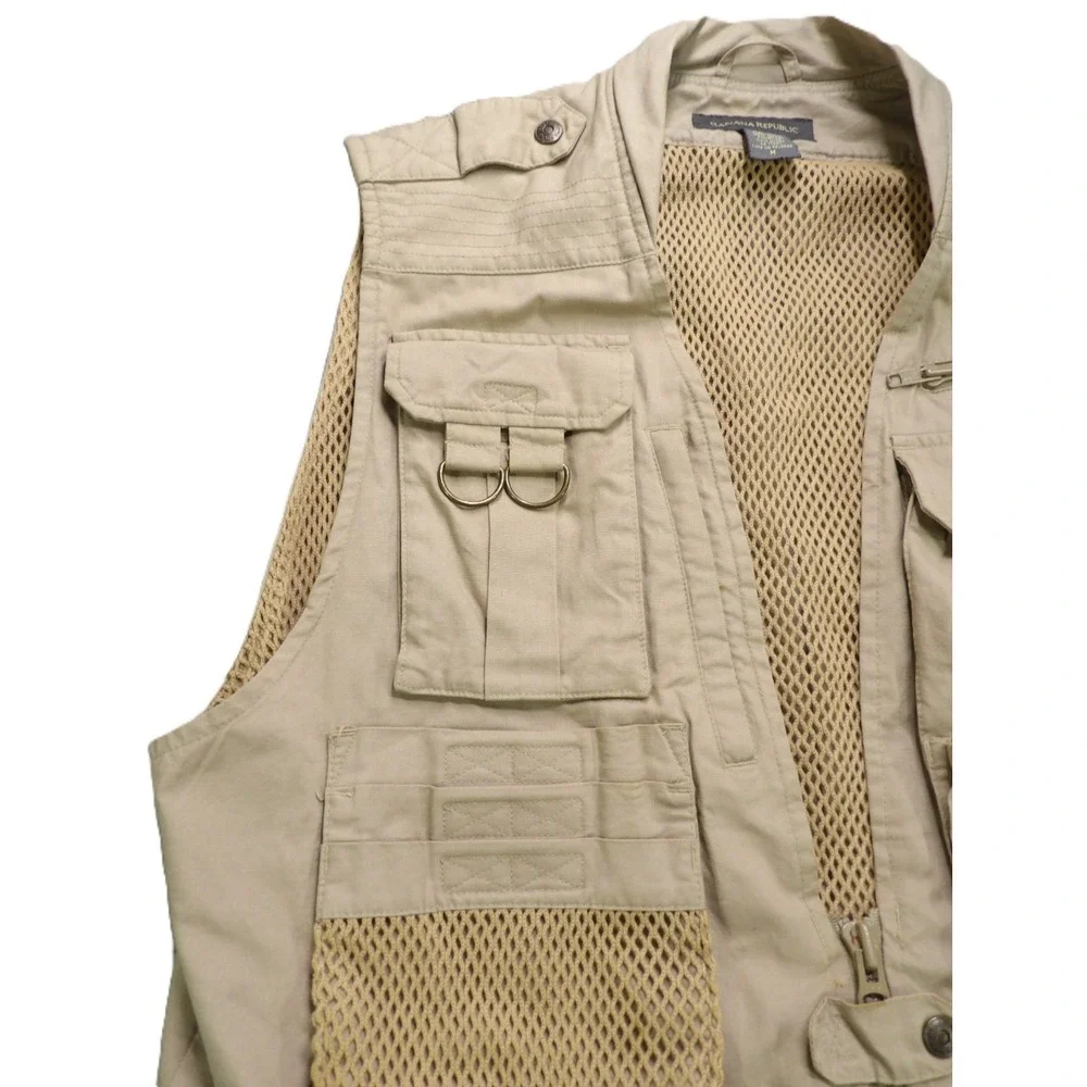 VTG Banana Republic Safari Travel Photojournalist Utility Vest Cotton Medium 90s